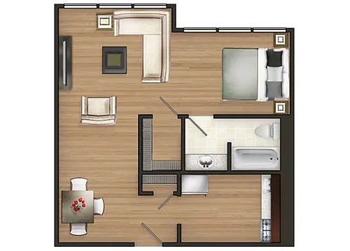 Floor plan S4: Studio 546 SF