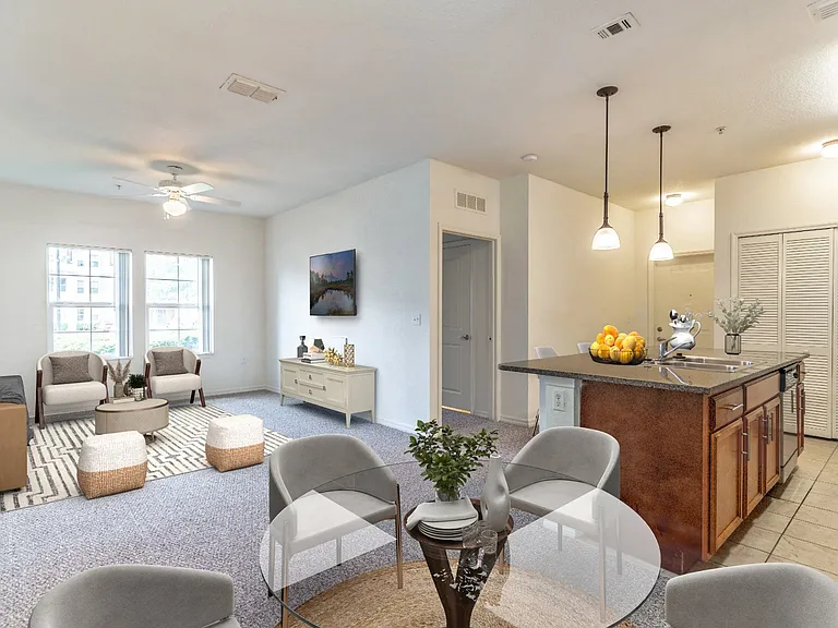 Kitchen, Dining, Living Room