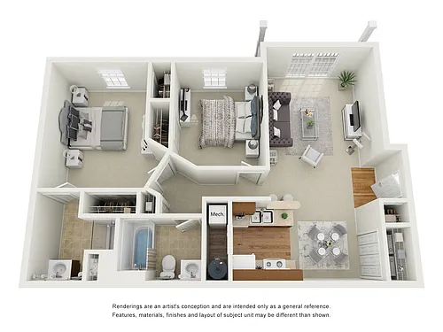 Floor plan Two Bed, Two Bath A