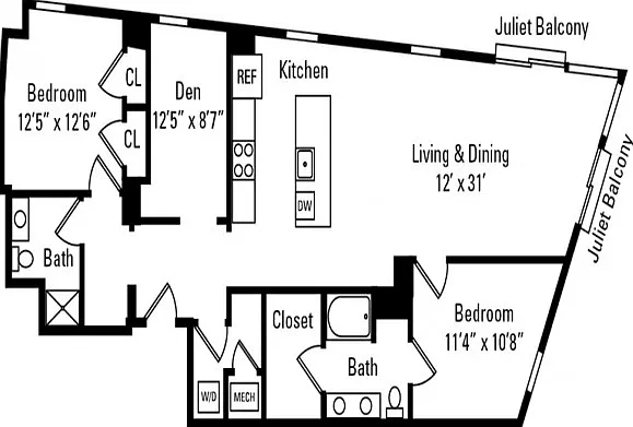 2 Bedroom - 2 Bathroom with Den 2 Bedroom - 2 Bathroom with Den