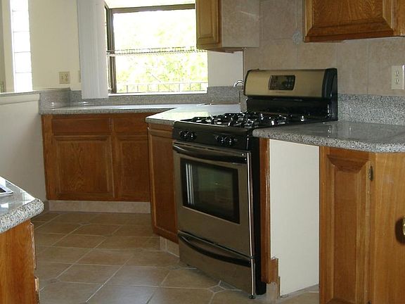 Gas range in kitchen