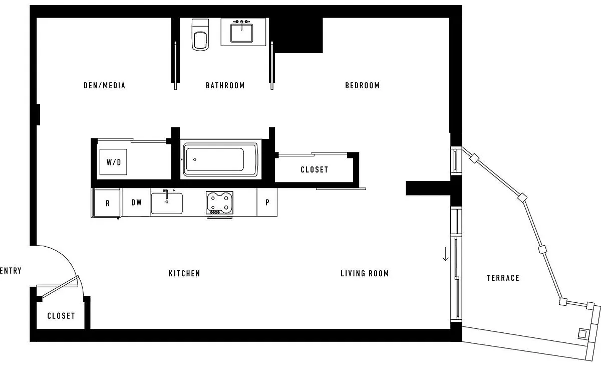 Floor plan 1M Den w Terrace