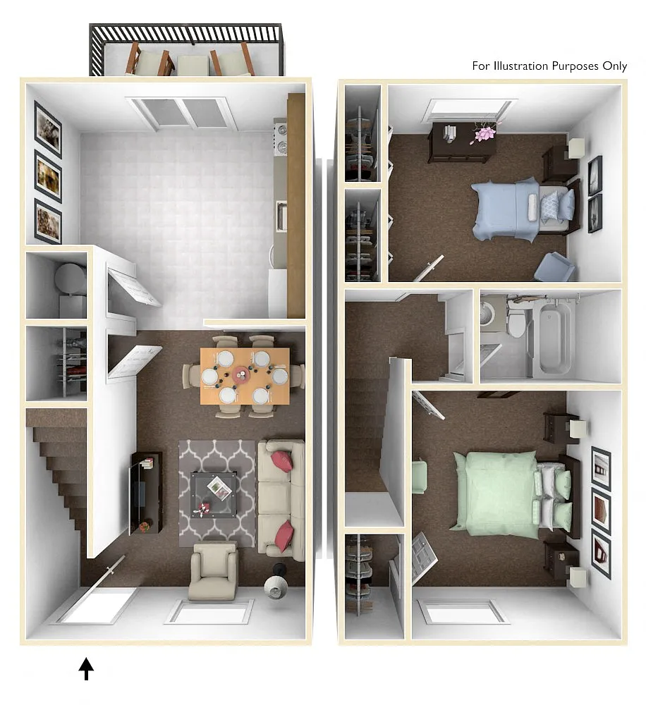 Floor plan Windsor III- 2 BR, 1 BA