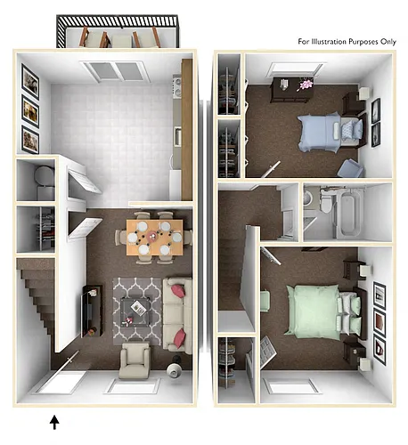 Floor plan Windsor III- 2 BR, 1 BA