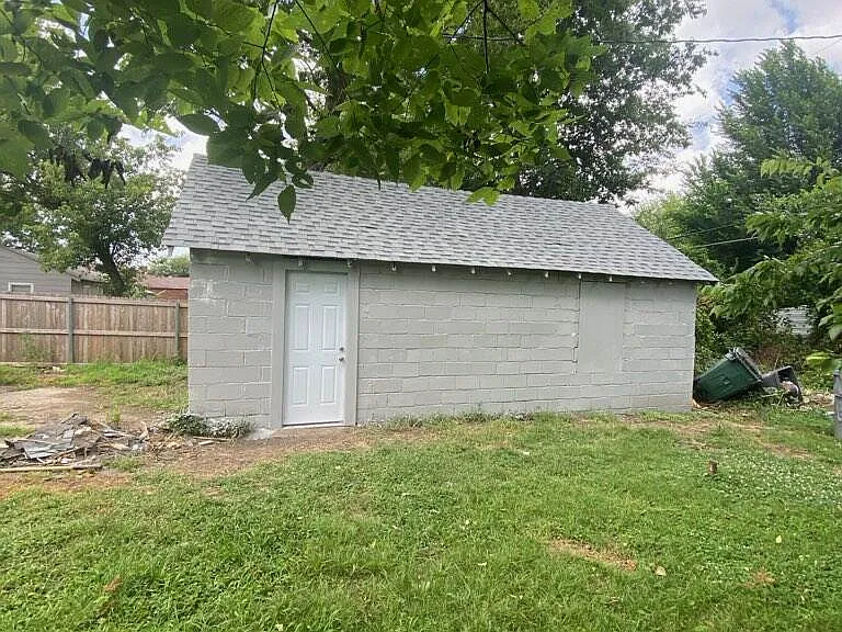 Detached garage and storage shed