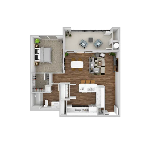 Floor plan One Bedroom - Miller