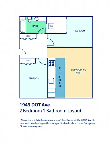 Floor plan Two Bedroom One Bath