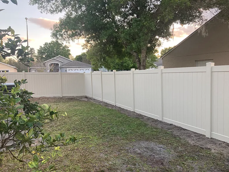 Vinyl fenced back yard