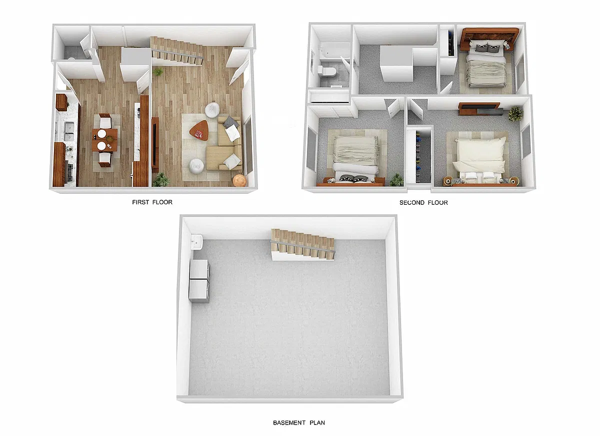 Floor plan 3 Bedroom/2 Bath Townhome