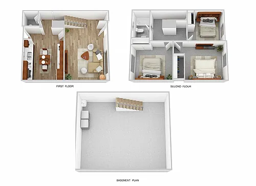 Floor plan 3 Bedroom/2 Bath Townhome