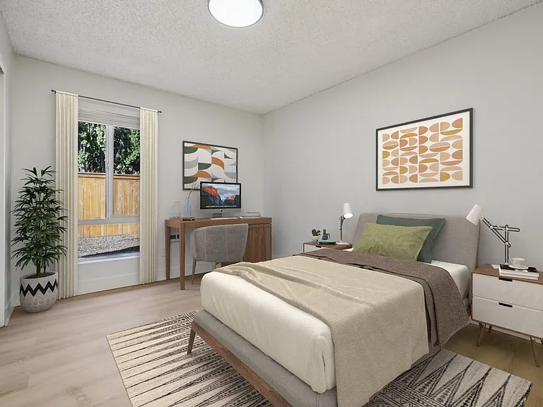 Virtually Staged Bedroom - All Units Come Unfurnished.