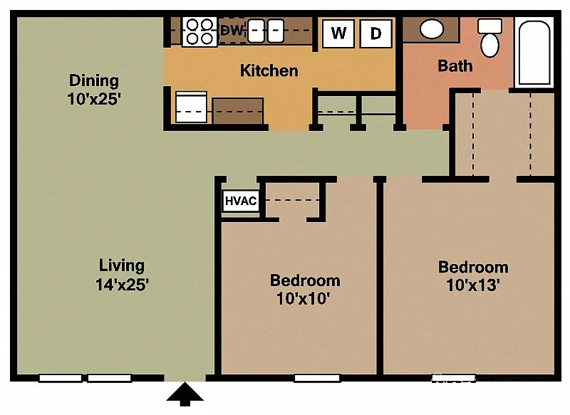 Floor plan 2Bed - 1Bath