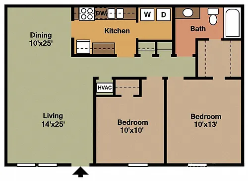 Floor plan 2Bed - 1Bath
