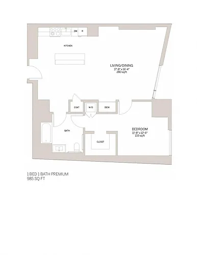 Floor plan One Bedroom Premium - F