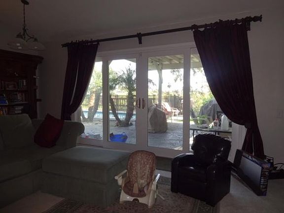 View of the pool and canyon from living room