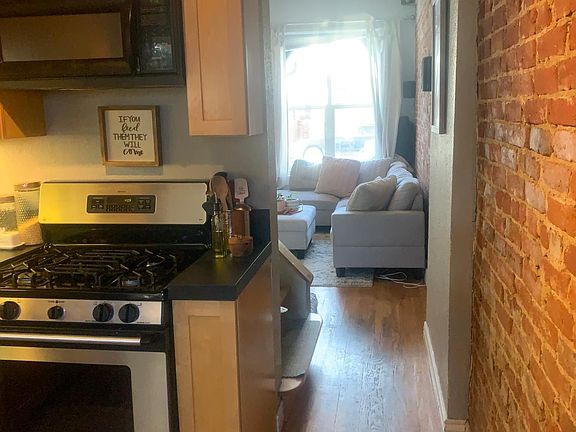 Looking from the kitchen into the living room