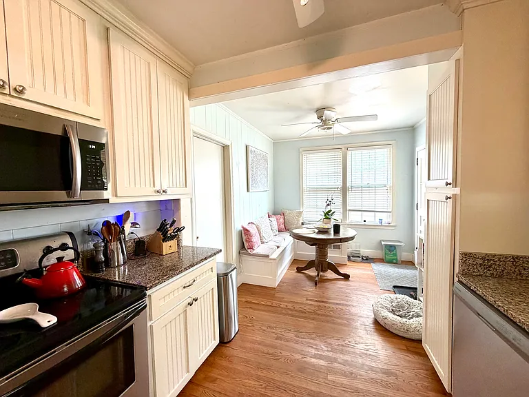 kitchen facing breakfast nook built in