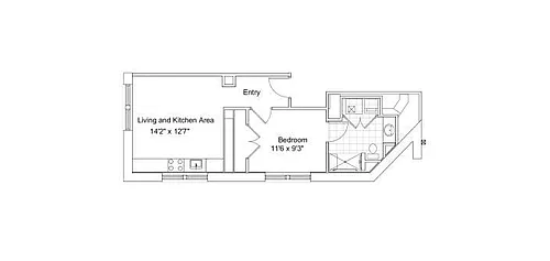 Floor plan 1-bedroom unit