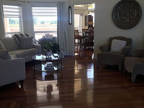 Hardwood in living room. 