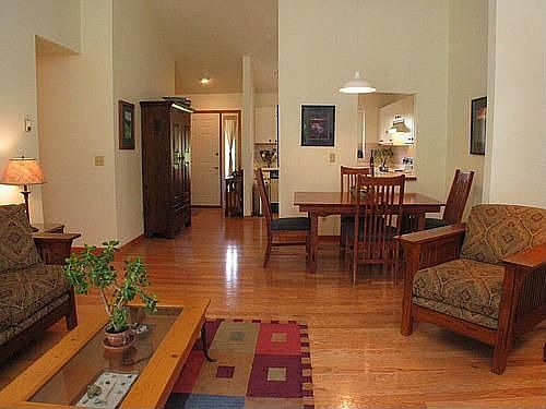Living room looking toward kitchen