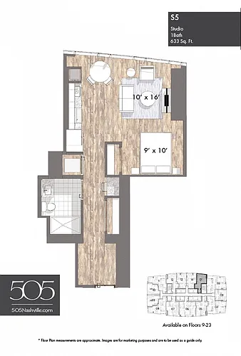 Floor plan 505 Studio Upper Stack 01