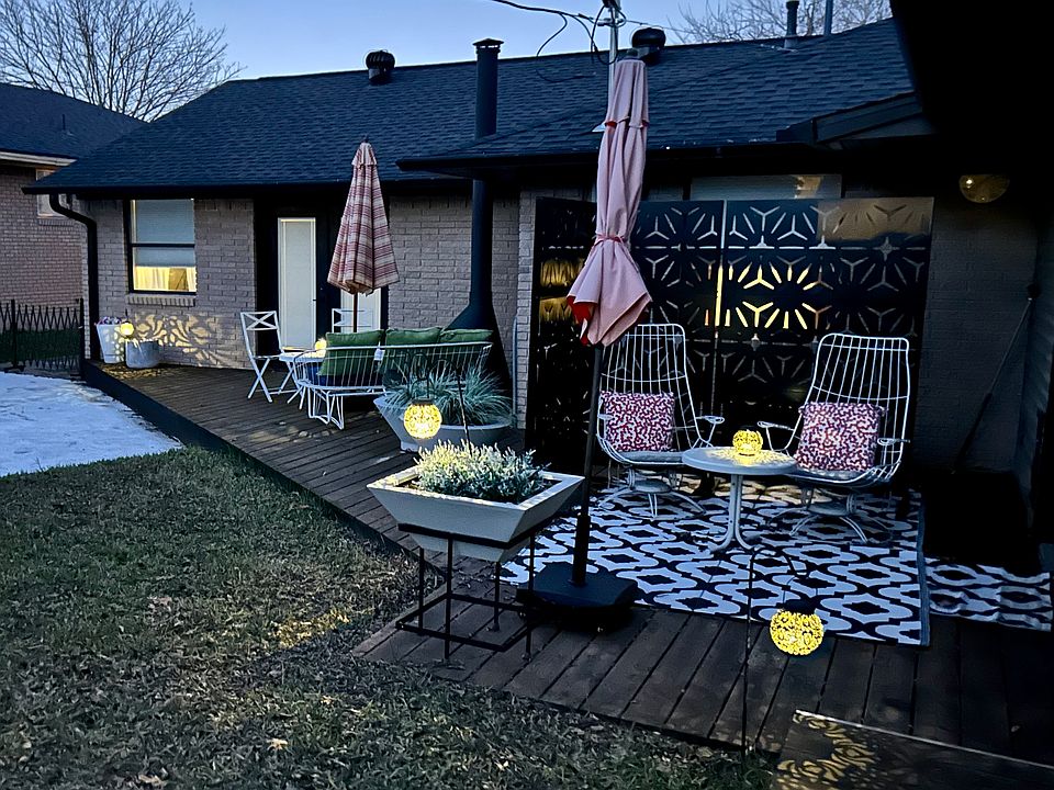 Back deck at twilight.