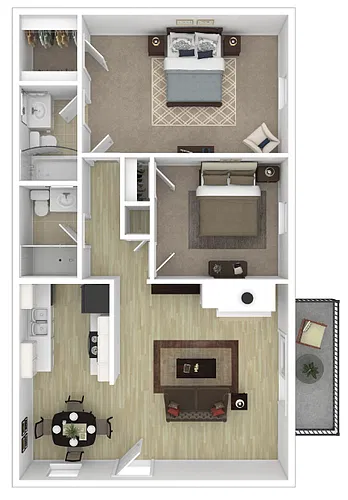 Floor plan 2 Bedroom, 1.5 Bathroom