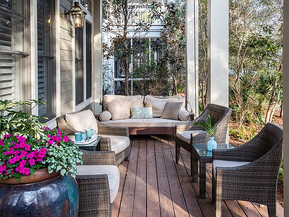 Front porch with bed swing