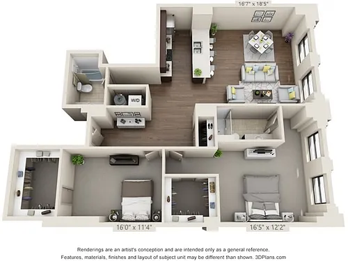 Floor plan Two Bed/Two Bath - 1469