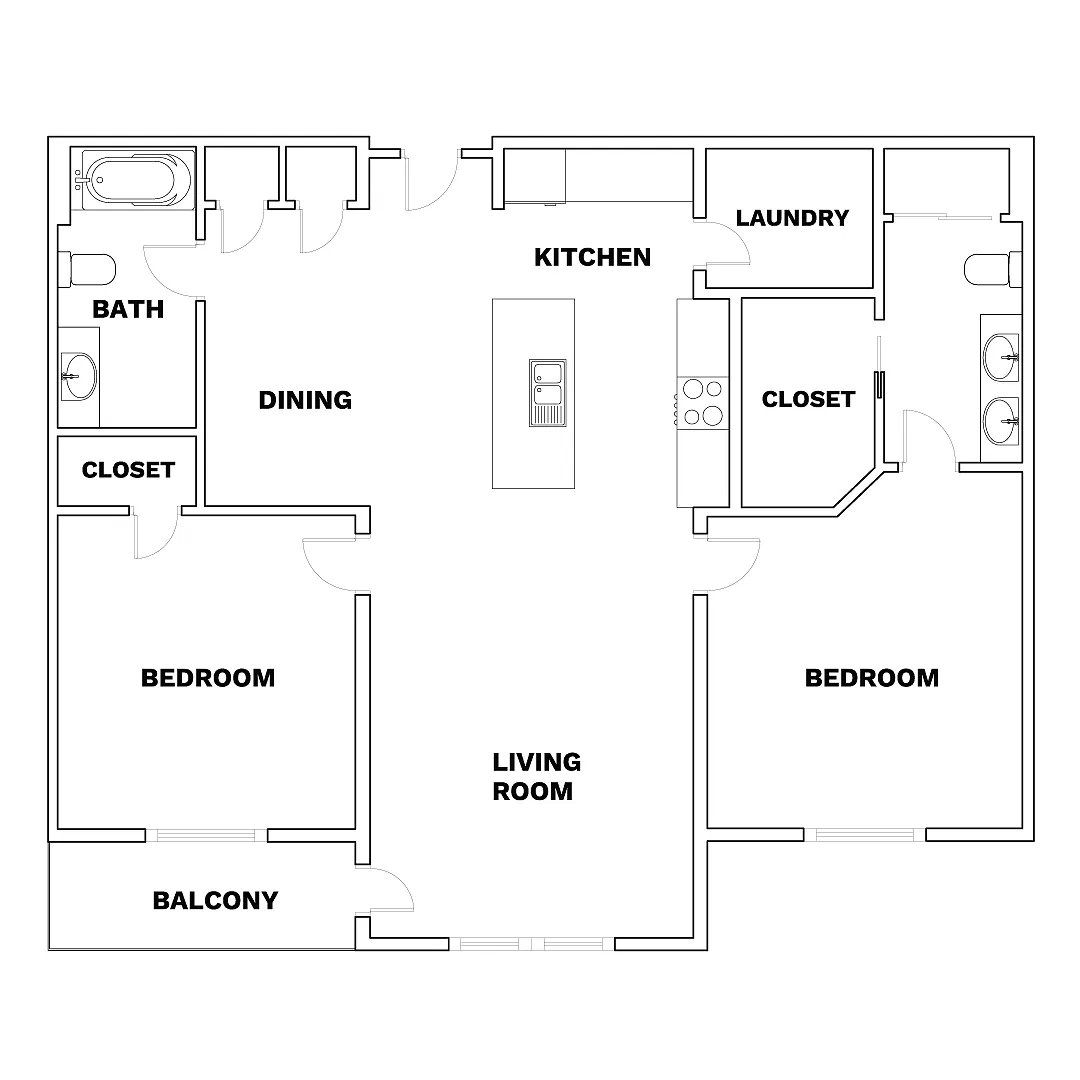 Floor plan C1 2x2 1149 sqft