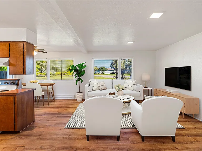 Digitally Staged. Currently not furnished. Furnishings can be provided for a higher rental rate. Inquire with manager.