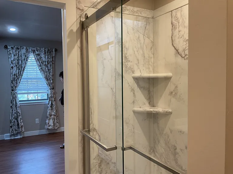 View of master bath shower