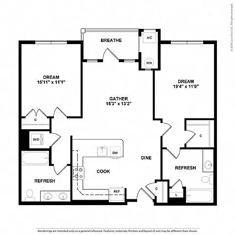 Floor plan 2Q w/ Balcony