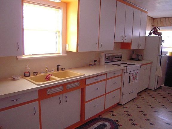 freshly painted kitchen cabinets.