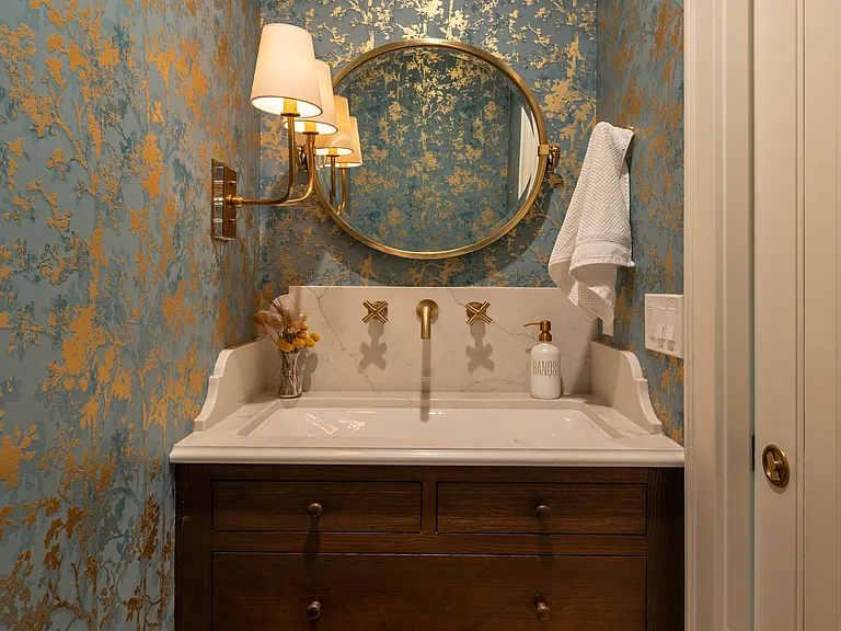 Designer first level powder room.