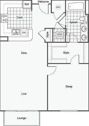 Mercer 1/1 Floor Plan Mercer 1/1 Floor Plan