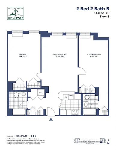 Floor plan 2 Bed 2 Bath B