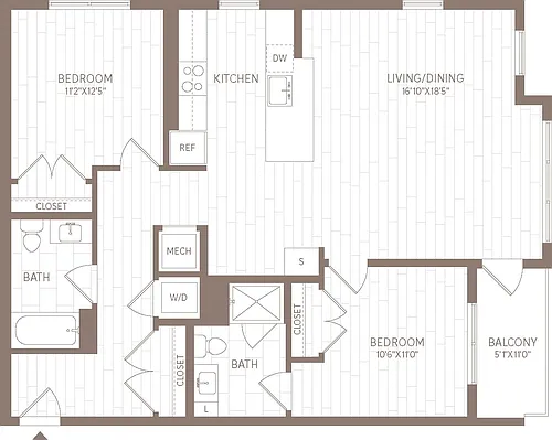 Floor plan 2 Bed/2 Bath-B4