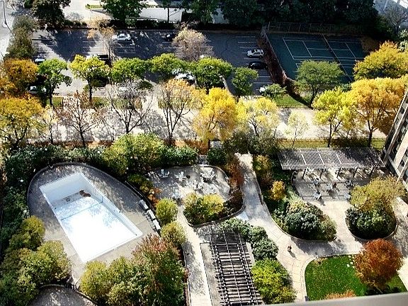 View of courtyard from roof top