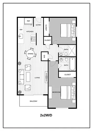Floor plan 2x2 W/D