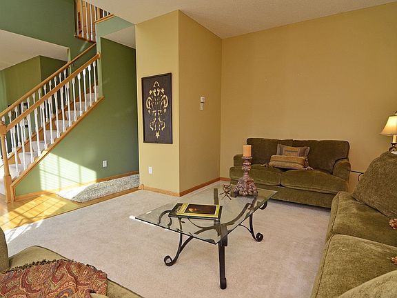 The center staircase is open and makes for a convenient floor plan.