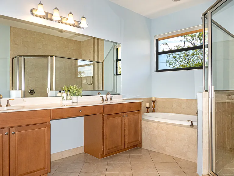 Master bathroom with view of vanity station