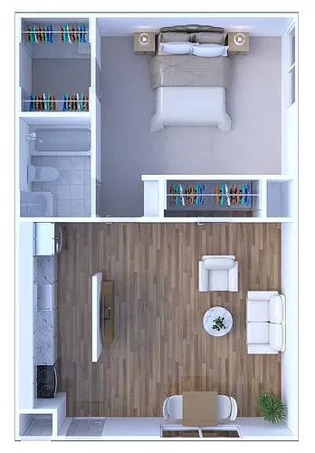 Floor plan 1 Bed 1 Bath | Classic (FS)