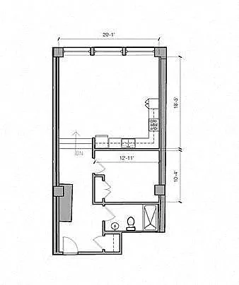 Floor plan TORI - 1 Bed 1 bath 19,20-S