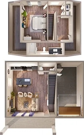 1 Bedroom 1.5 Bath Floor Plan | LEO at The Sanctuary 1 Bedroom 1.5 Bath Floor Plan | LEO at The Sanctuary