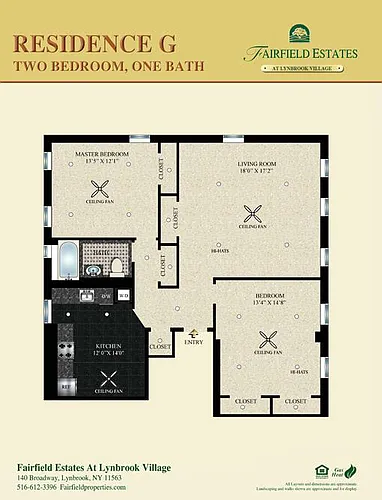 Floor plan Residence G - Two Bedroom One Bath