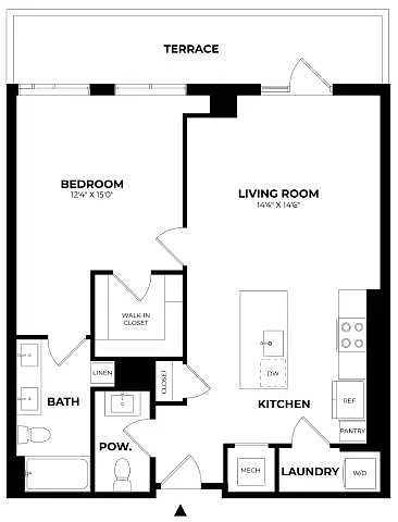 Floor plan 1 Bed/1.5 Bath-A25