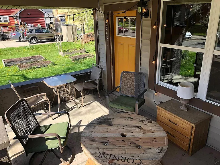 The front porch can be a great place to hang out - this is how I had it set up when I lived there.