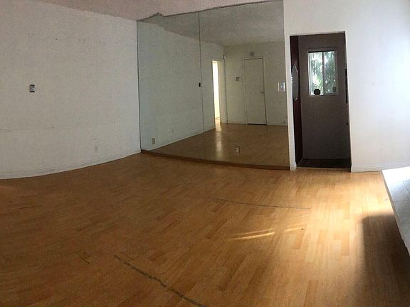 Living room with full glass wall