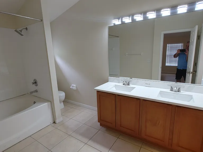 Master bath with new granite counters and lights